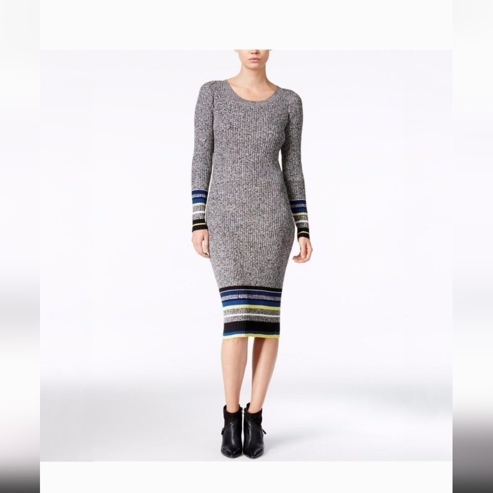Striped Sweater Dress Gray Marl